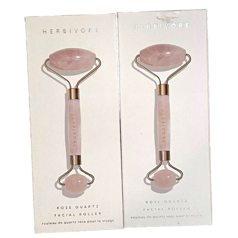 HERBIVORE Rose FACIAL ROLLER BOXED LOT OF 2 skin care wrinkle